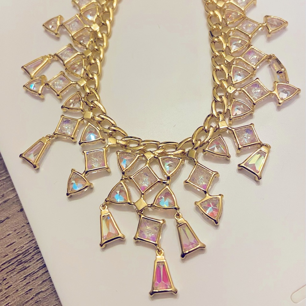 Kendra Scott gold and crystal cocktail necklace